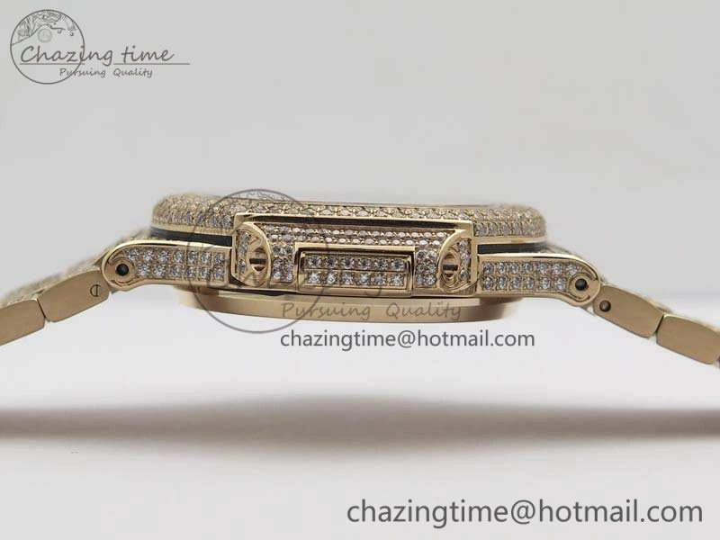 Nautilus Jumbo 5711 Full Paved Diamonds Case Diamond Dial On RG Full Paved Diamonds Bracelet A324