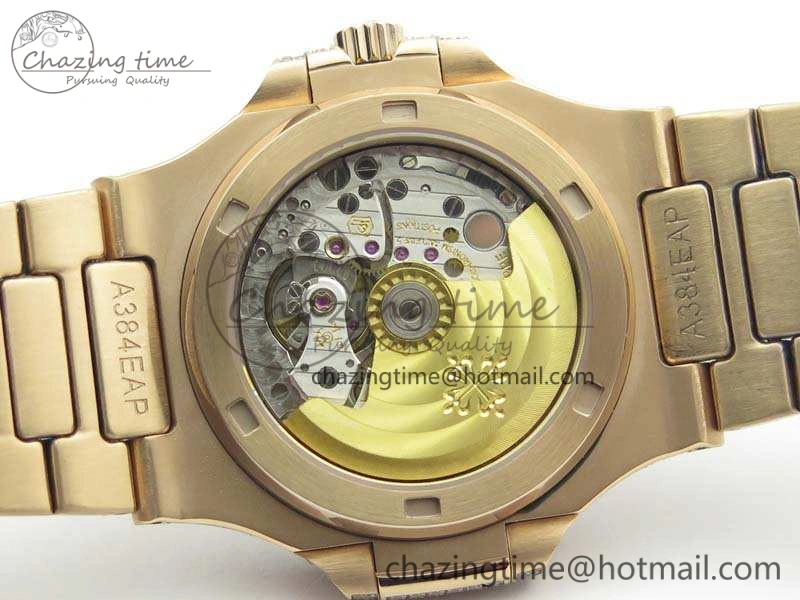 Nautilus Jumbo 5711 Full Paved Diamonds Case Diamond Dial On RG Full Paved Diamonds Bracelet A324