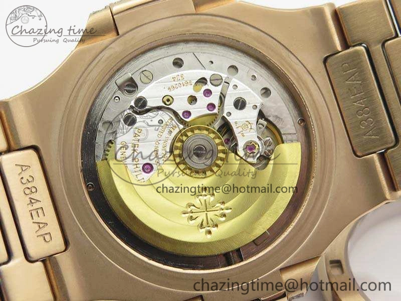 Nautilus Jumbo 5711 Full Paved Diamonds Case Diamond Dial On RG Full Paved Diamonds Bracelet A324