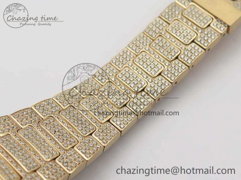Nautilus Jumbo 5711 Full Paved Diamonds Case Diamond Dial On RG Full Paved Diamonds Bracelet A324