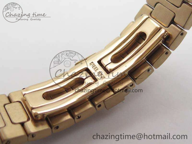 Nautilus Jumbo 5711 Full Paved Diamonds Case Diamond Dial On RG Full Paved Diamonds Bracelet A324