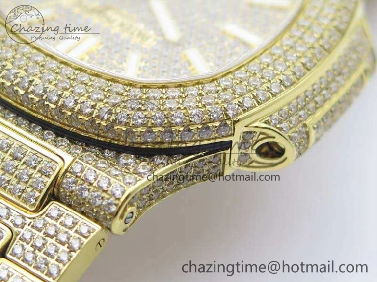 Nautilus Jumbo 5711 Full Paved Diamonds Case Diamond Dial On YG Full Paved Diamonds Bracelet A324