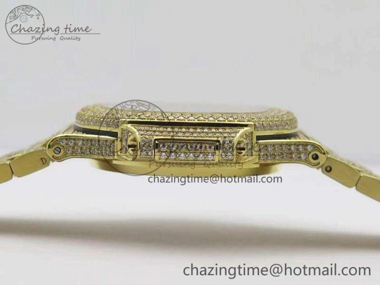 Nautilus Jumbo 5711 Full Paved Diamonds Case Diamond Dial On YG Full Paved Diamonds Bracelet A324