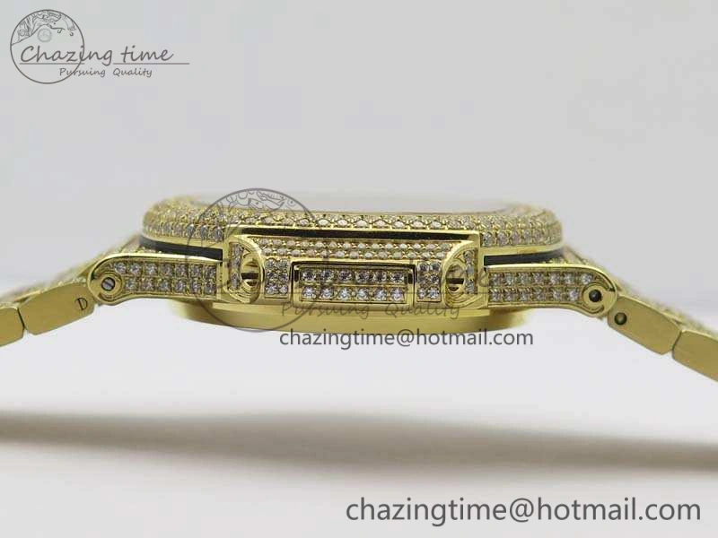 Nautilus Jumbo 5711 Full Paved Diamonds Case Diamond Dial On YG Full Paved Diamonds Bracelet A324