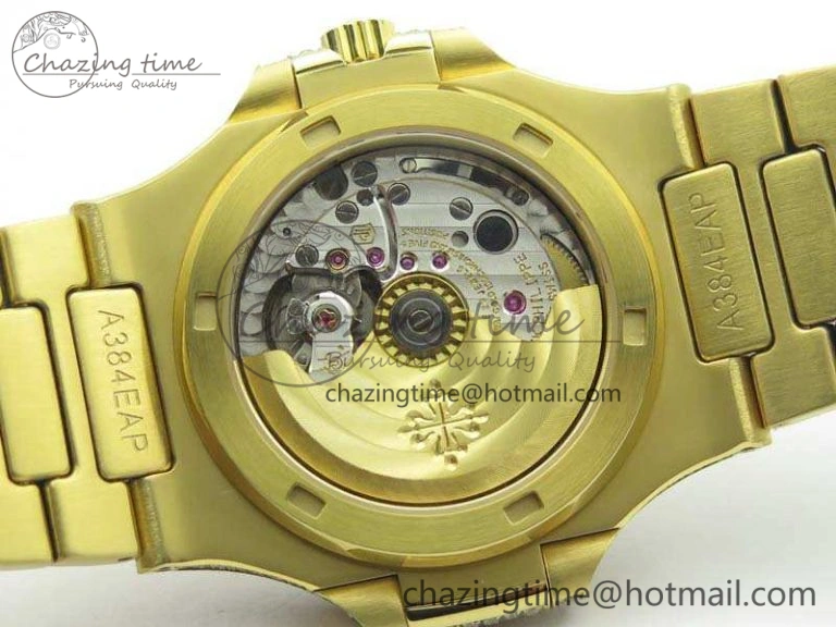 Nautilus Jumbo 5711 Full Paved Diamonds Case Diamond Dial On YG Full Paved Diamonds Bracelet A324