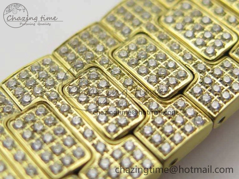 Nautilus Jumbo 5711 Full Paved Diamonds Case Diamond Dial On YG Full Paved Diamonds Bracelet A324
