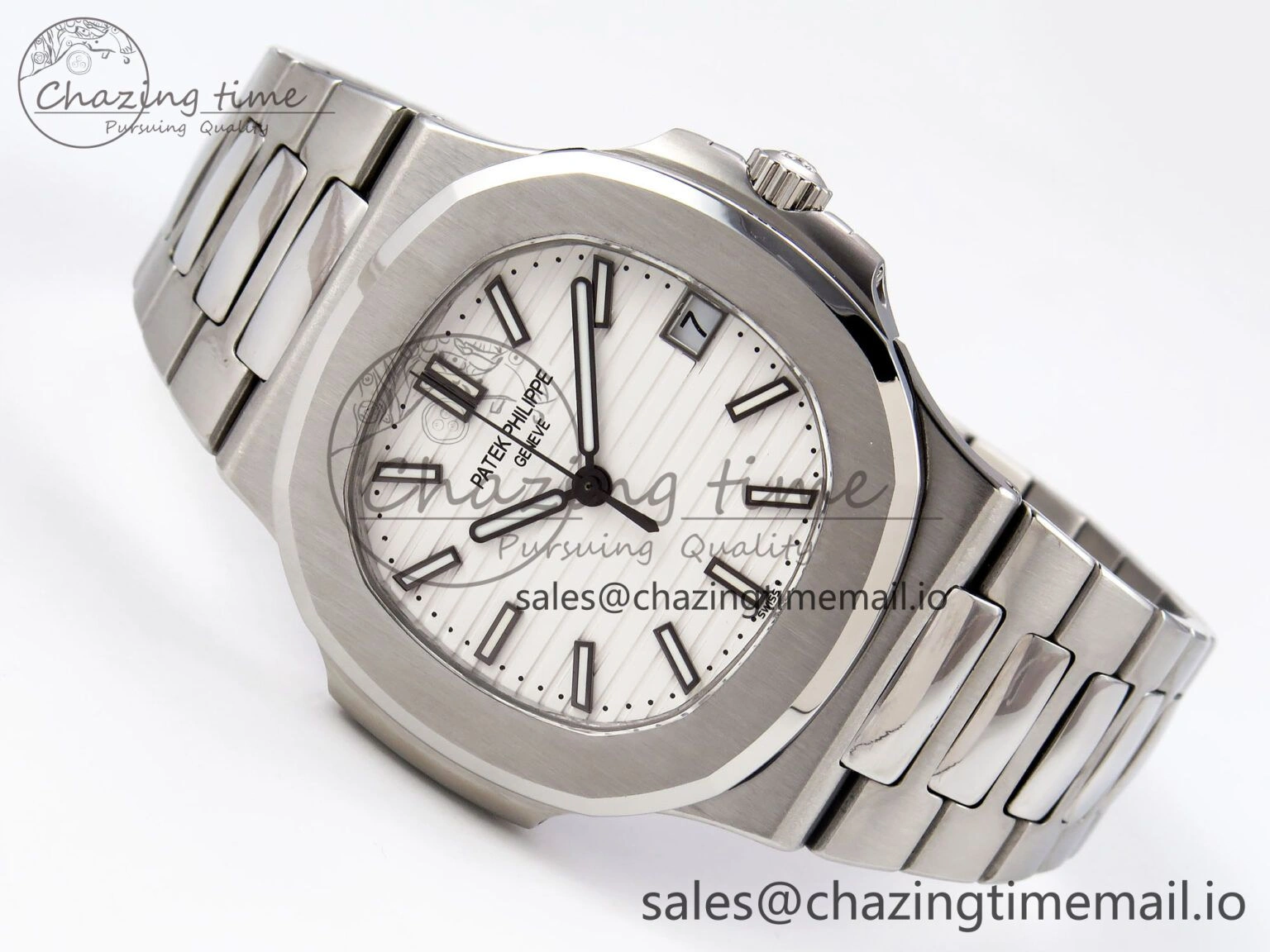 Nautilus Jumbo 5711 JJF 1:1 Best Edition White Textured Dial On SS Bracelet A324 V3