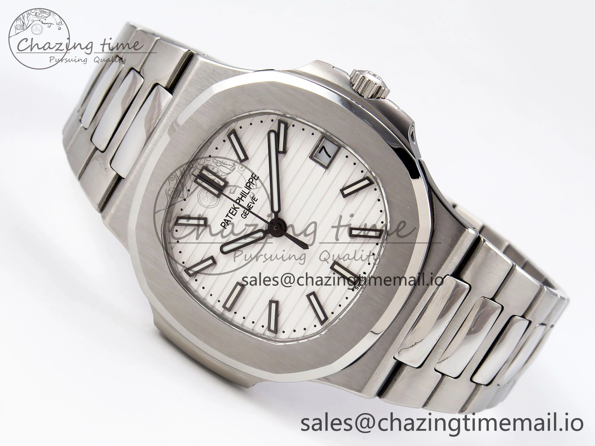 Nautilus Jumbo 5711 JJF 1:1 Best Edition White Textured Dial On SS Bracelet A324 V3