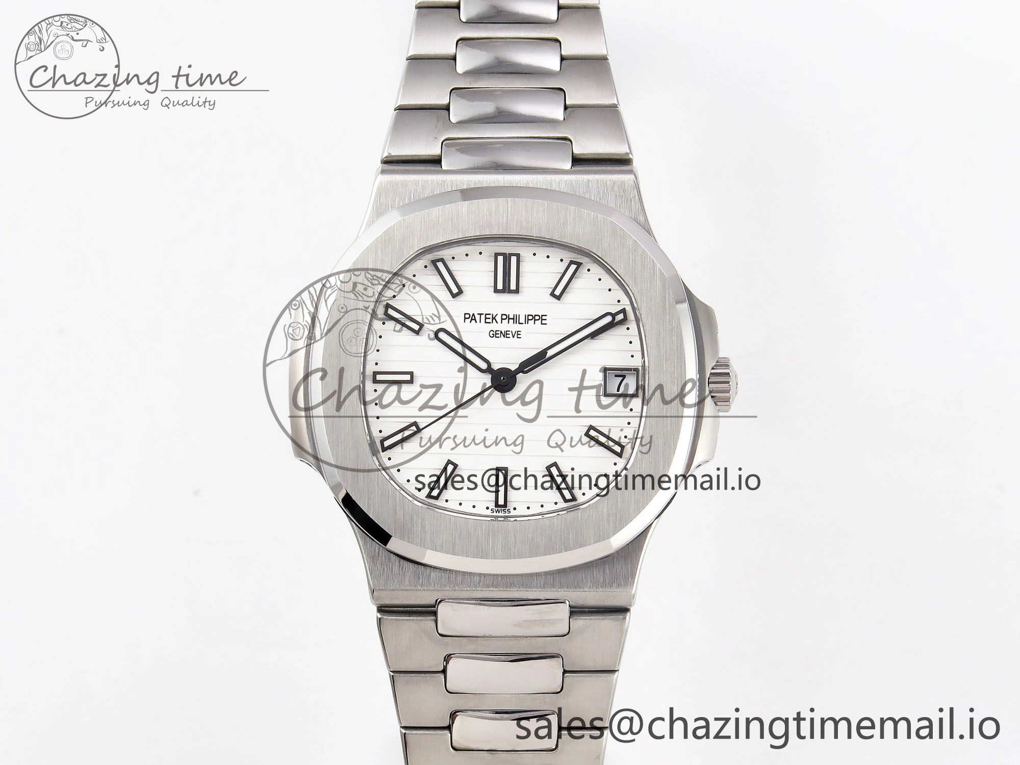 Nautilus Jumbo 5711 JJF 1:1 Best Edition White Textured Dial On SS Bracelet A324 V3