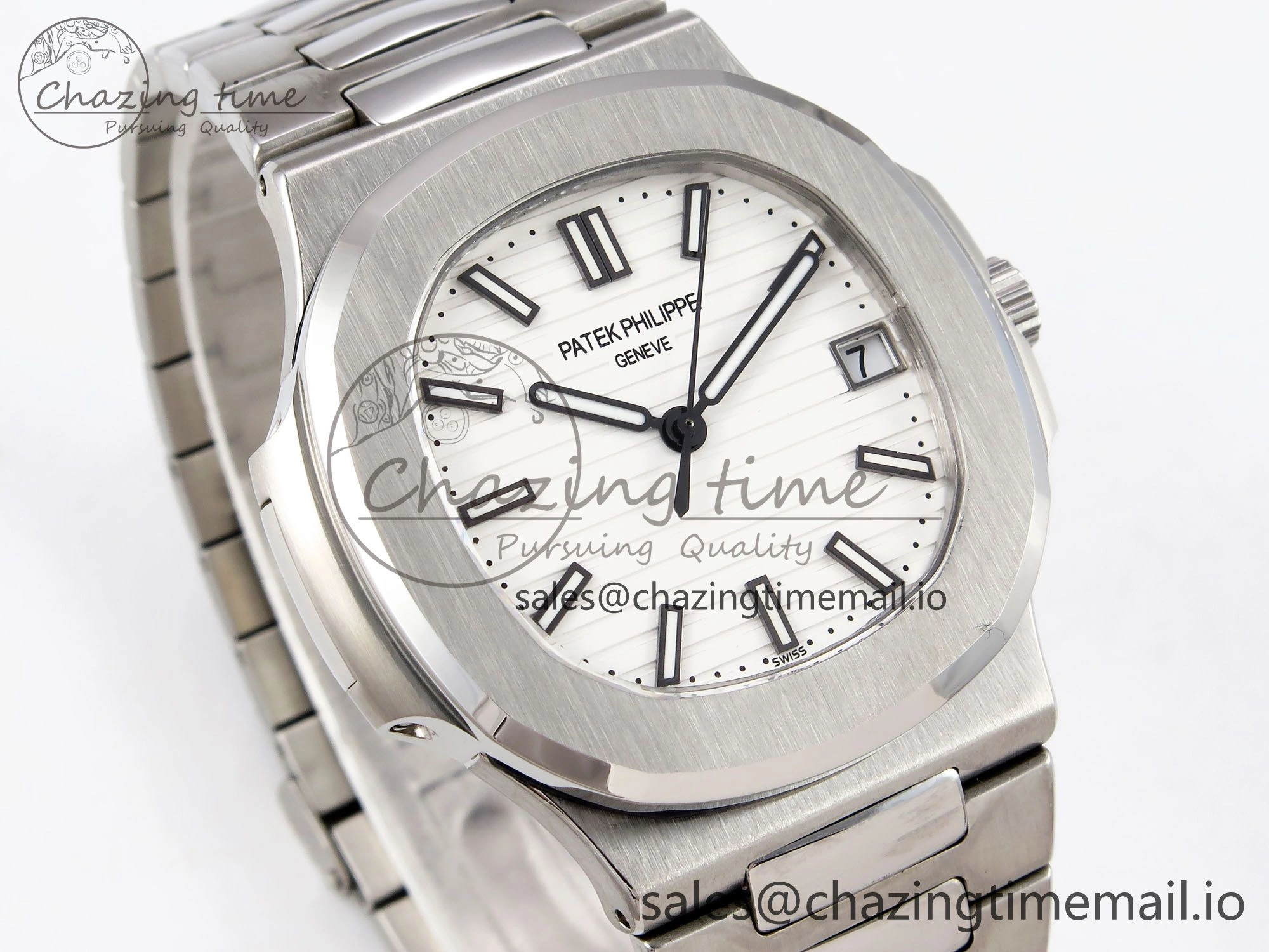 Nautilus Jumbo 5711 JJF 1:1 Best Edition White Textured Dial On SS Bracelet A324 V3