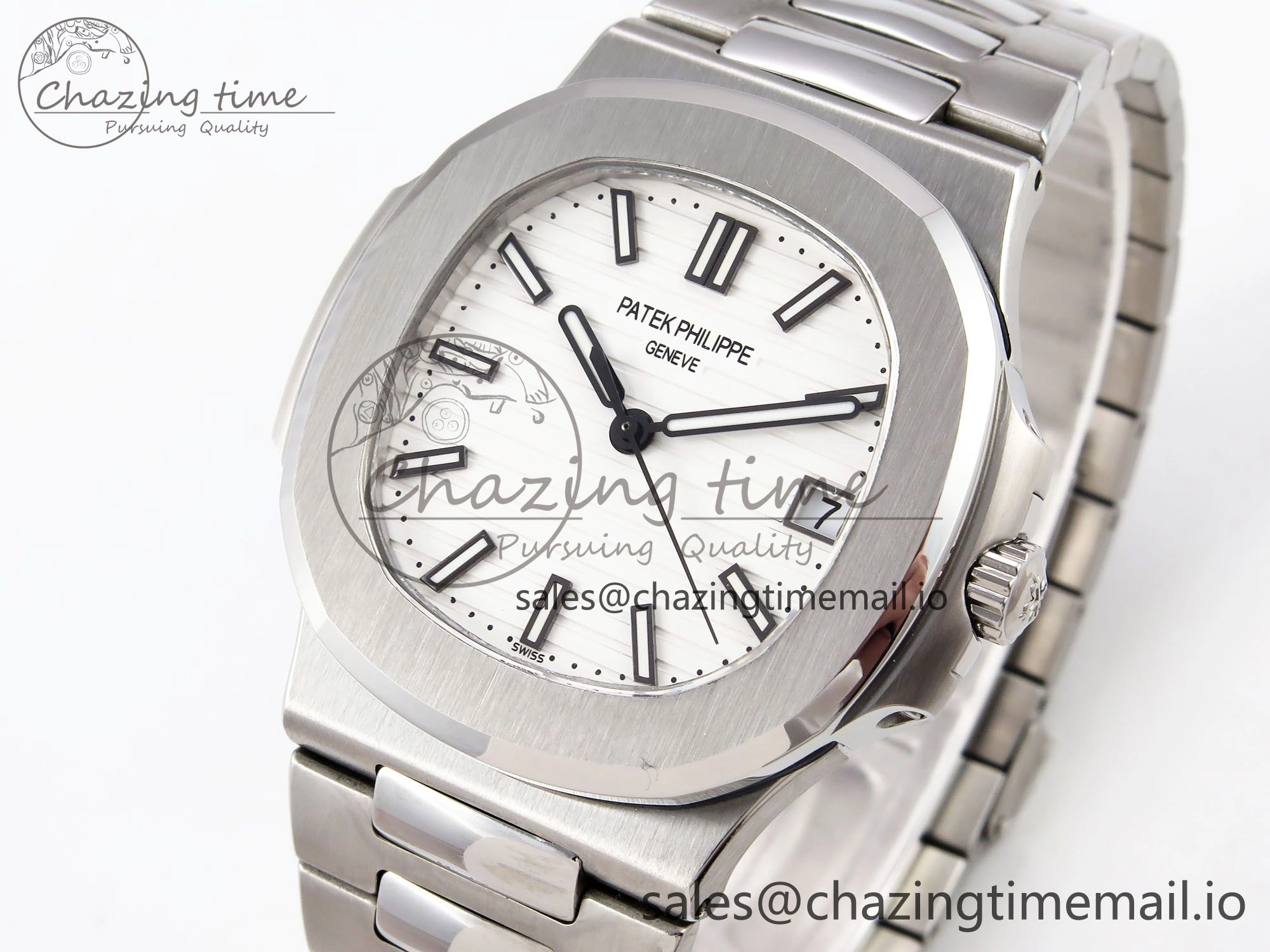 Nautilus Jumbo 5711 JJF 1:1 Best Edition White Textured Dial On SS Bracelet A324 V3
