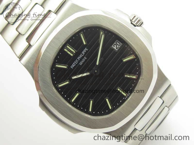 Nautilus Jumbo 5711 MKF 1:1 Best Edition Black Textured Dial on SS Bracelet A324 Clone V5