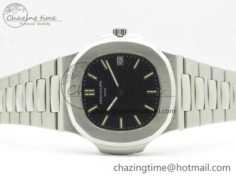 Nautilus Jumbo 5711 MKF 1:1 Best Edition Black Textured Dial on SS Bracelet A324 Clone V5