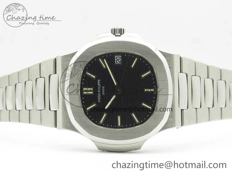 Nautilus Jumbo 5711 MKF 1:1 Best Edition Black Textured Dial on SS Bracelet A324 Clone V5