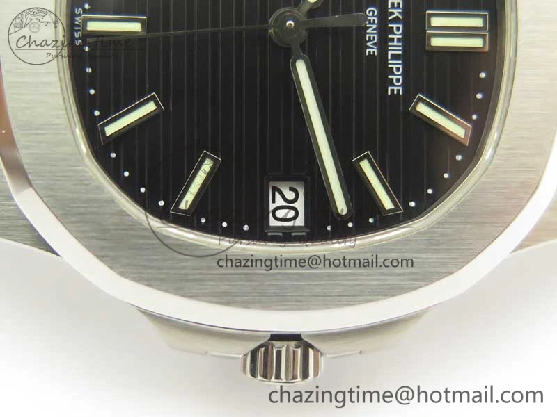 Nautilus Jumbo 5711 MKF 1:1 Best Edition Black Textured Dial on SS Bracelet A324 Clone V5