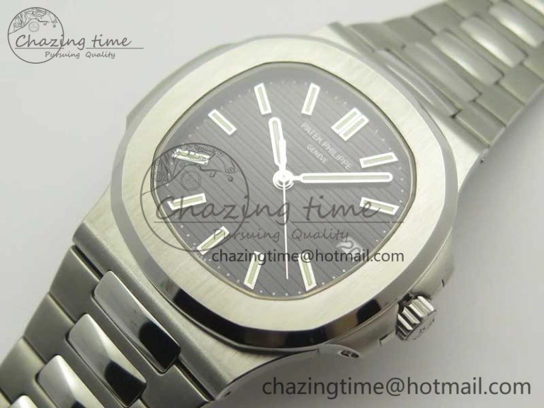 Nautilus Jumbo 5711 MKF 1:1 Best Edition Black Textured Dial on SS Bracelet A324 Clone V5