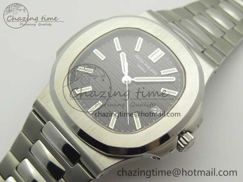 Nautilus Jumbo 5711 MKF 1:1 Best Edition Black Textured Dial on SS Bracelet A324 Clone V5