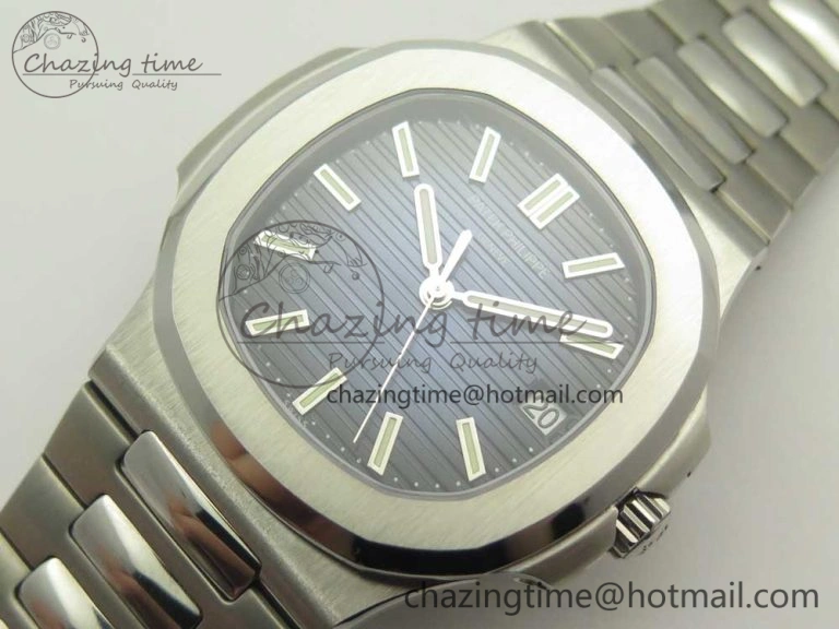 Nautilus Jumbo 5711 MKF 1:1 Best Edition Blue Textured Dial on SS Bracelet A324 Clone V6