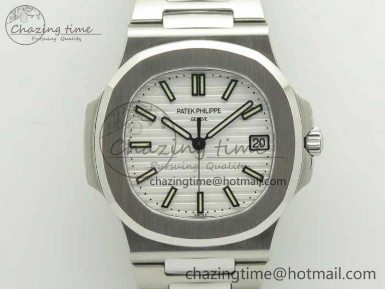 Nautilus Jumbo 5711 MKF 1:1 Best Edition White Textured Dial on SS Bracelet A324 Clone V5