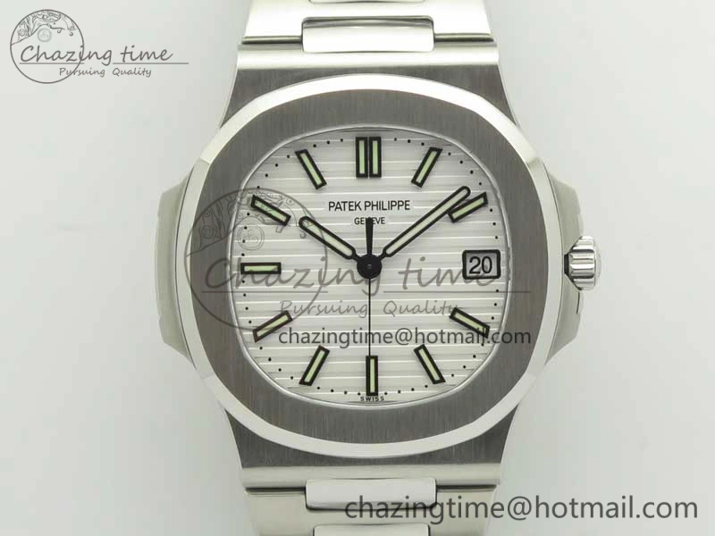 Nautilus Jumbo 5711 MKF 1:1 Best Edition White Textured Dial on SS Bracelet A324 Clone V5