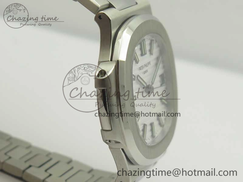Nautilus Jumbo 5711 MKF 1:1 Best Edition White Textured Dial on SS Bracelet A324 Clone V5