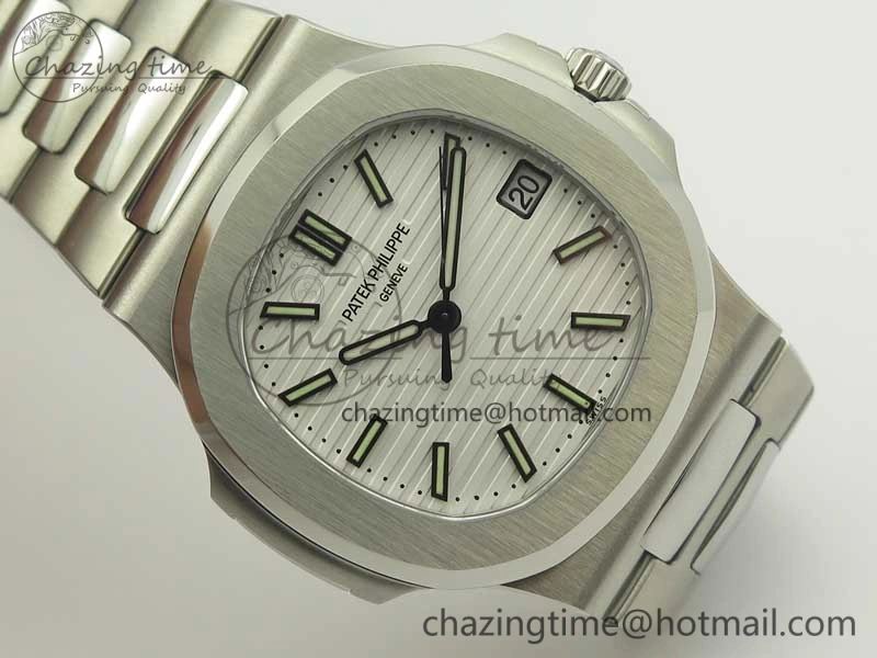 Nautilus Jumbo 5711 MKF 1:1 Best Edition White Textured Dial on SS Bracelet A324 Clone V5