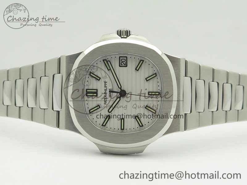Nautilus Jumbo 5711 MKF 1:1 Best Edition White Textured Dial on SS Bracelet A324 Clone V5