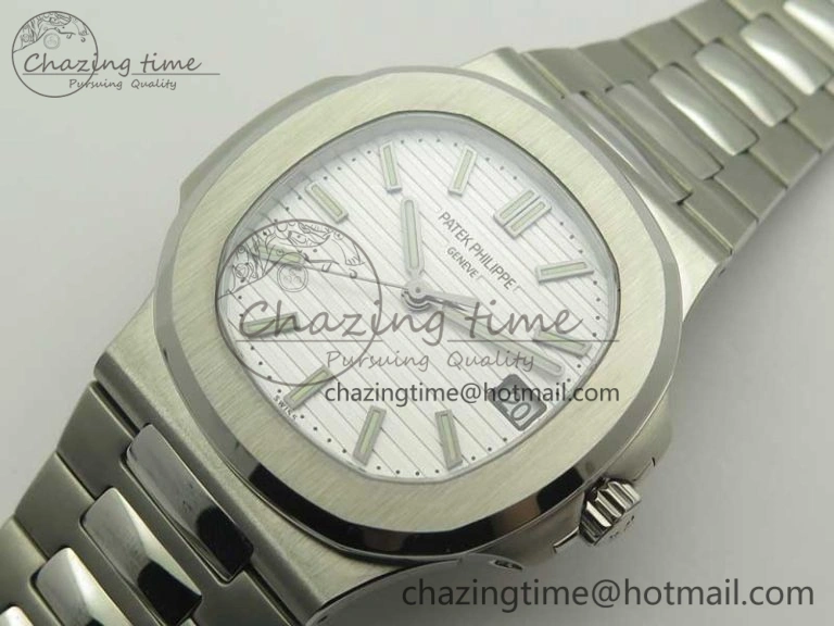 Nautilus Jumbo 5711 MKF 1:1 Best Edition White Textured Dial on SS Bracelet A324 Clone V5
