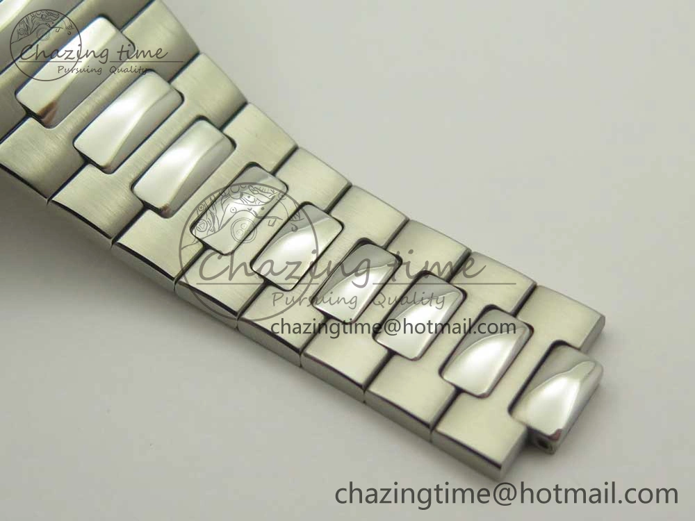 Nautilus Jumbo 5711 MKF 1:1 Best Edition White Textured Dial on SS Bracelet A324 Clone V6