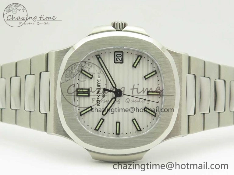 Nautilus Jumbo 5711 MKF 1:1 Best Edition White Textured Dial on SS Bracelet A324 Clone V6