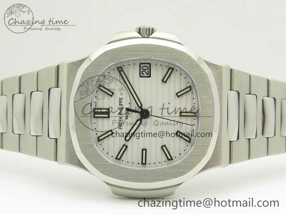 Nautilus Jumbo 5711 MKF 1:1 Best Edition White Textured Dial on SS Bracelet A324 Clone V6