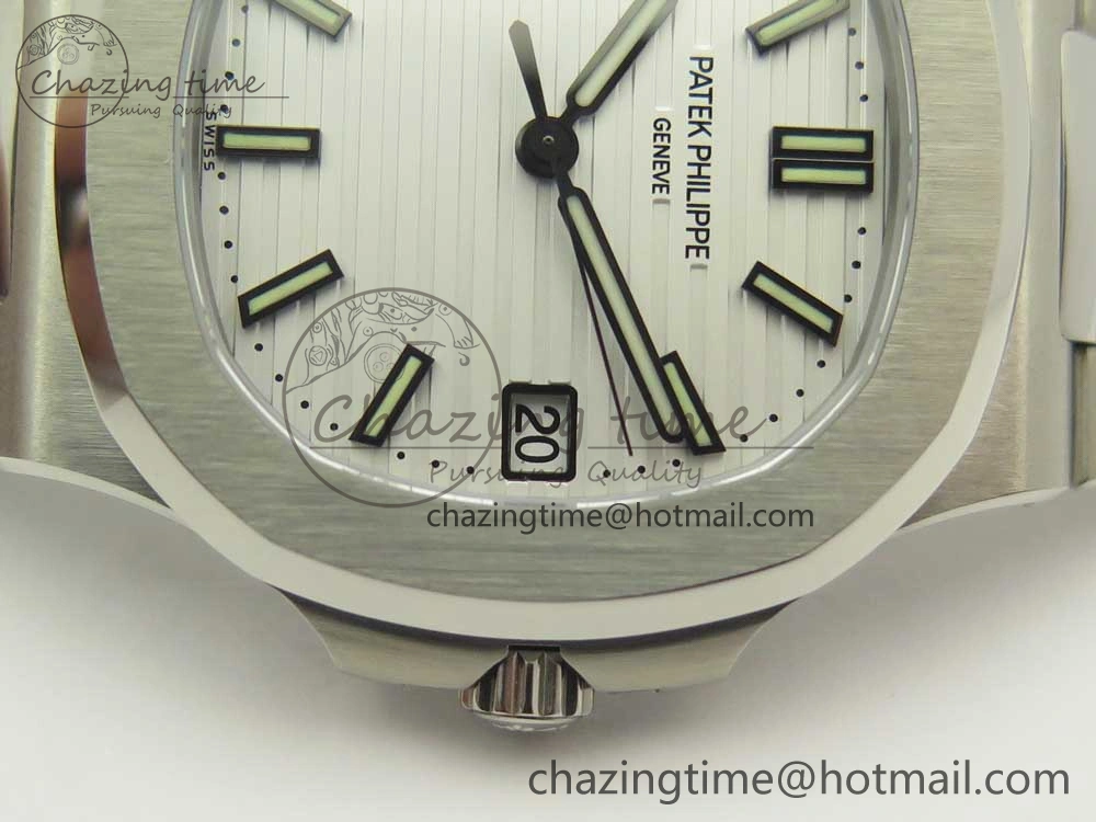 Nautilus Jumbo 5711 MKF 1:1 Best Edition White Textured Dial on SS Bracelet A324 Clone V6