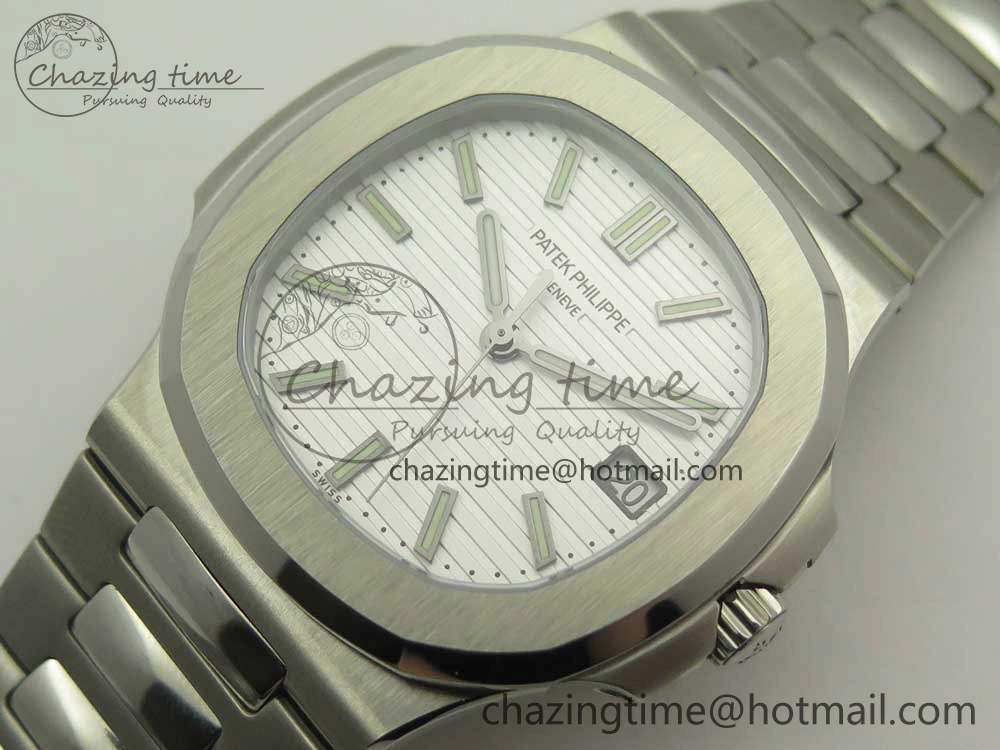 Nautilus Jumbo 5711 MKF 1:1 Best Edition White Textured Dial on SS Bracelet A324 Clone V6