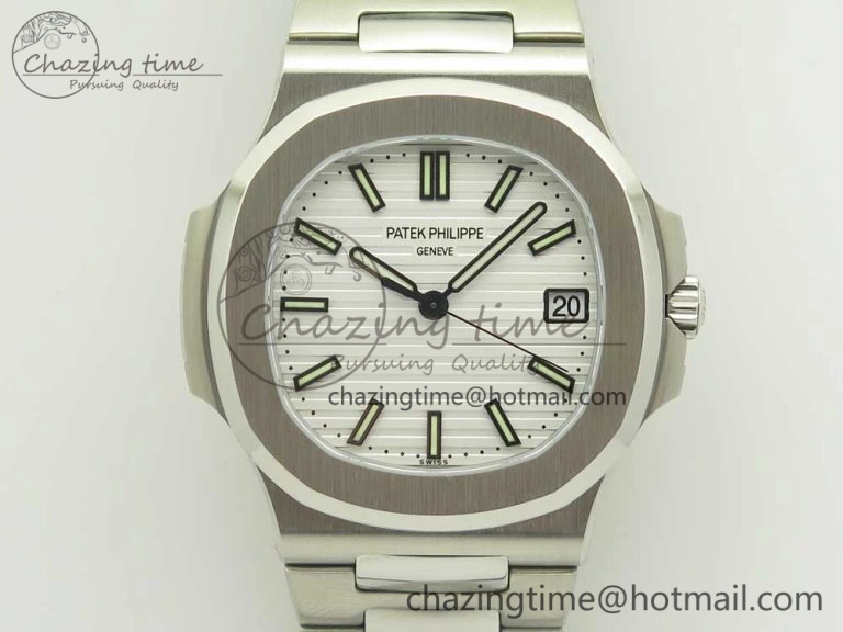Nautilus Jumbo 5711 MKF 1:1 Best Edition White Textured Dial on SS Bracelet A324 Clone V6