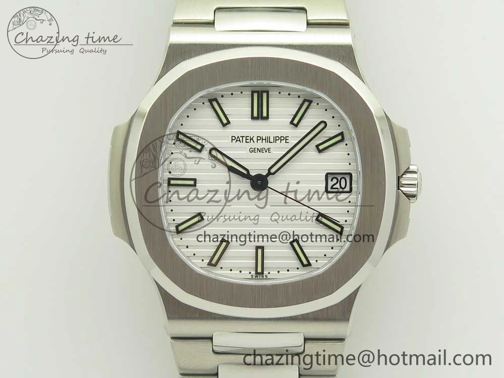 Nautilus Jumbo 5711 MKF 1:1 Best Edition White Textured Dial on SS Bracelet A324 Clone V6