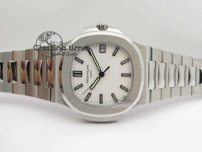 Nautilus Jumbo 5711 PF 1:1 Best Version White Dial On SS Bracelet A324 Clone