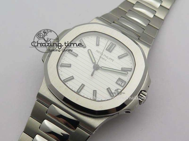 Nautilus Jumbo 5711 PF 1:1 Best Version White Dial On SS Bracelet A324 Clone