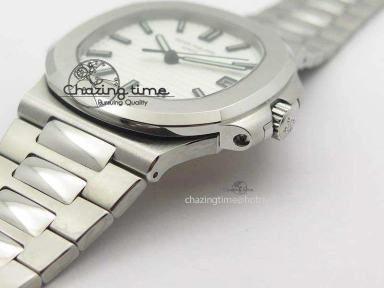 Nautilus Jumbo 5711 PF 1:1 Best Version White Dial On SS Bracelet A324 Clone