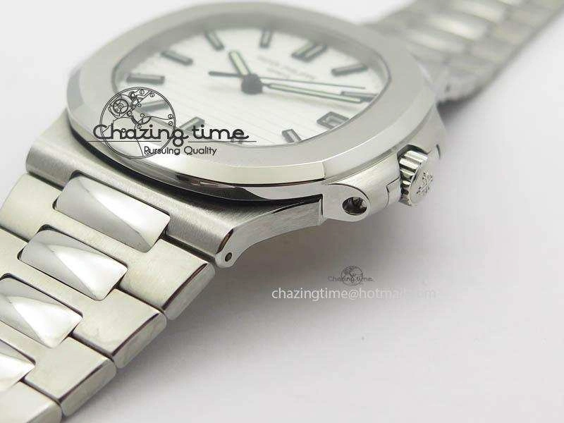 Nautilus Jumbo 5711 PF 1:1 Best Version White Dial On SS Bracelet A324 Clone