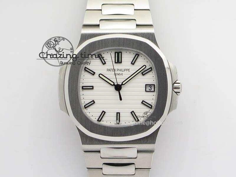 Nautilus Jumbo 5711 PF 1:1 Best Version White Dial On SS Bracelet A324 Clone