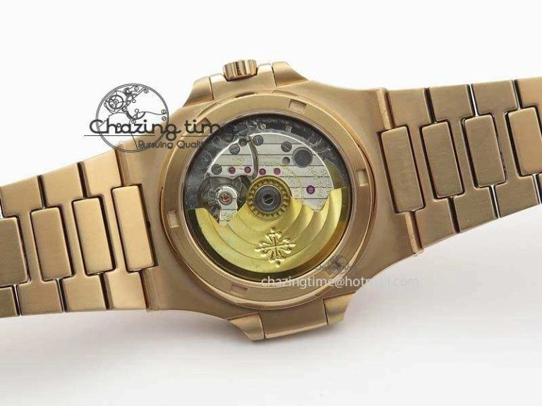 Nautilus Jumbo 5711 RG BP Maker Best Edition Back Textured Dial On RG Bracelet A324CS