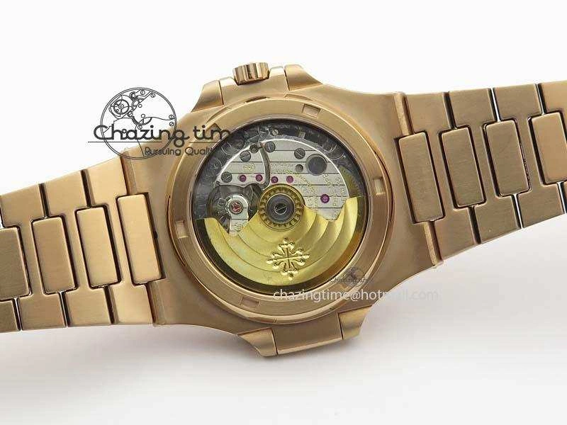 Nautilus Jumbo 5711 RG BP Maker Best Edition Back Textured Dial On RG Bracelet A324CS