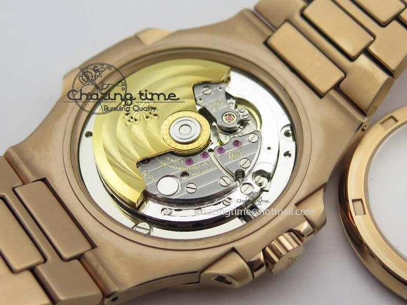 Nautilus Jumbo 5711 RG BP Maker Best Edition Back Textured Dial On RG Bracelet A324CS