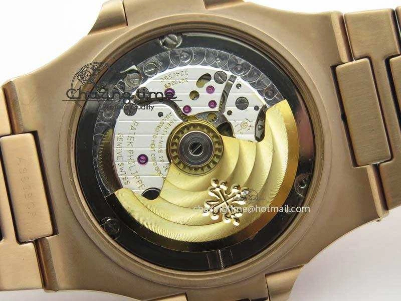Nautilus Jumbo 5711 RG BP Maker Best Edition Back Textured Dial On RG Bracelet A324CS