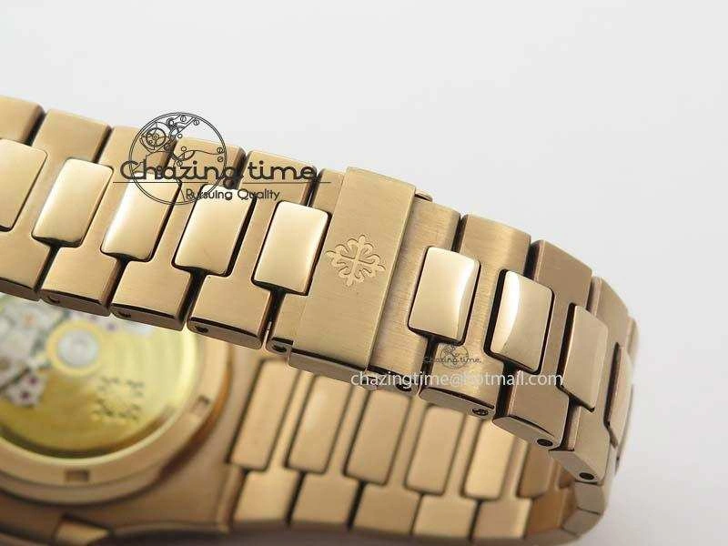 Nautilus Jumbo 5711 RG BP Maker Best Edition Back Textured Dial On RG Bracelet A324CS