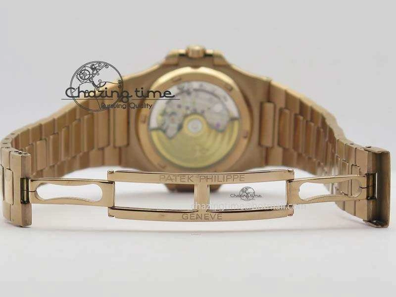 Nautilus Jumbo 5711 RG BP Maker Best Edition Back Textured Dial On RG Bracelet A324CS