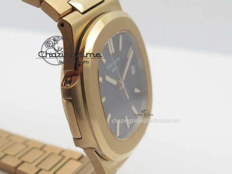 Nautilus Jumbo 5711 RG BP Maker Best Edition Back Textured Dial On RG Bracelet A324CS