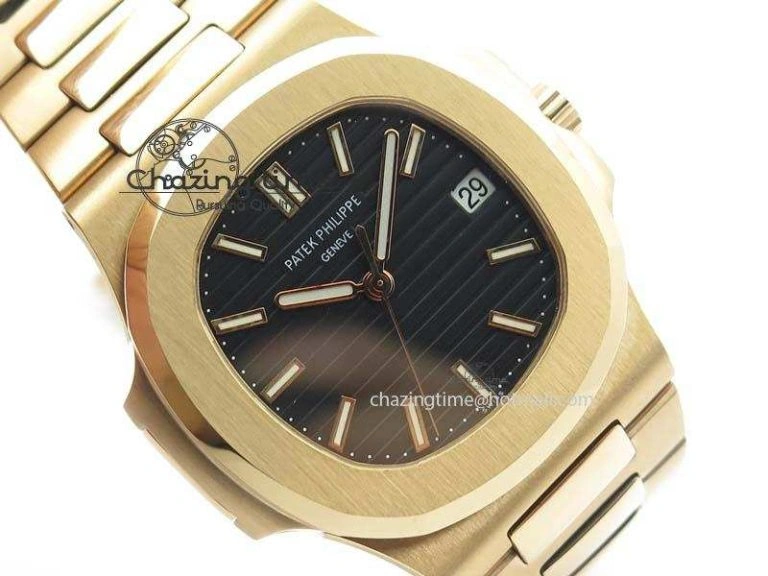 Nautilus Jumbo 5711 RG BP Maker Best Edition Back Textured Dial On RG Bracelet A324CS