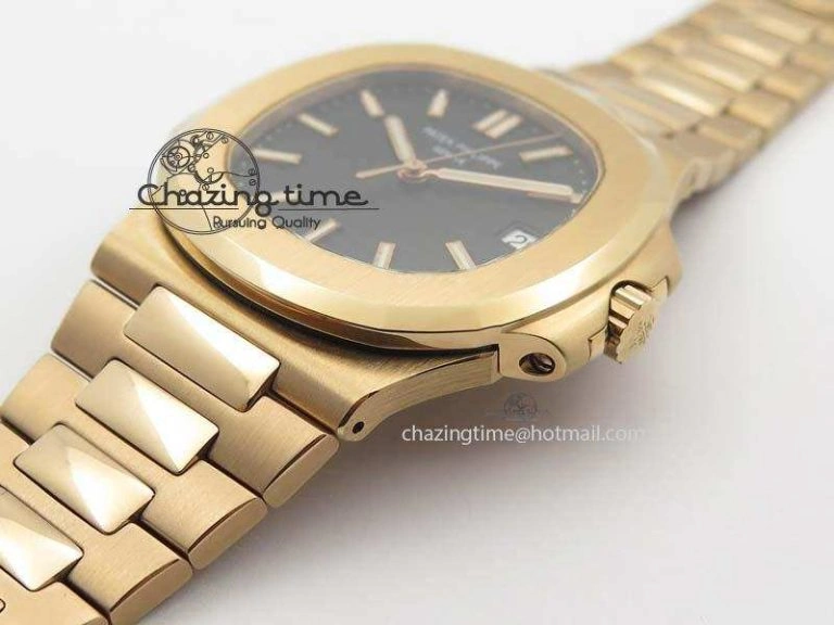 Nautilus Jumbo 5711 RG BP Maker Best Edition Back Textured Dial On RG Bracelet A324CS