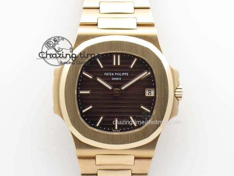 Nautilus Jumbo 5711 RG BP Maker Best Edition Brown Textured Dial On RG Bracelet A324CS